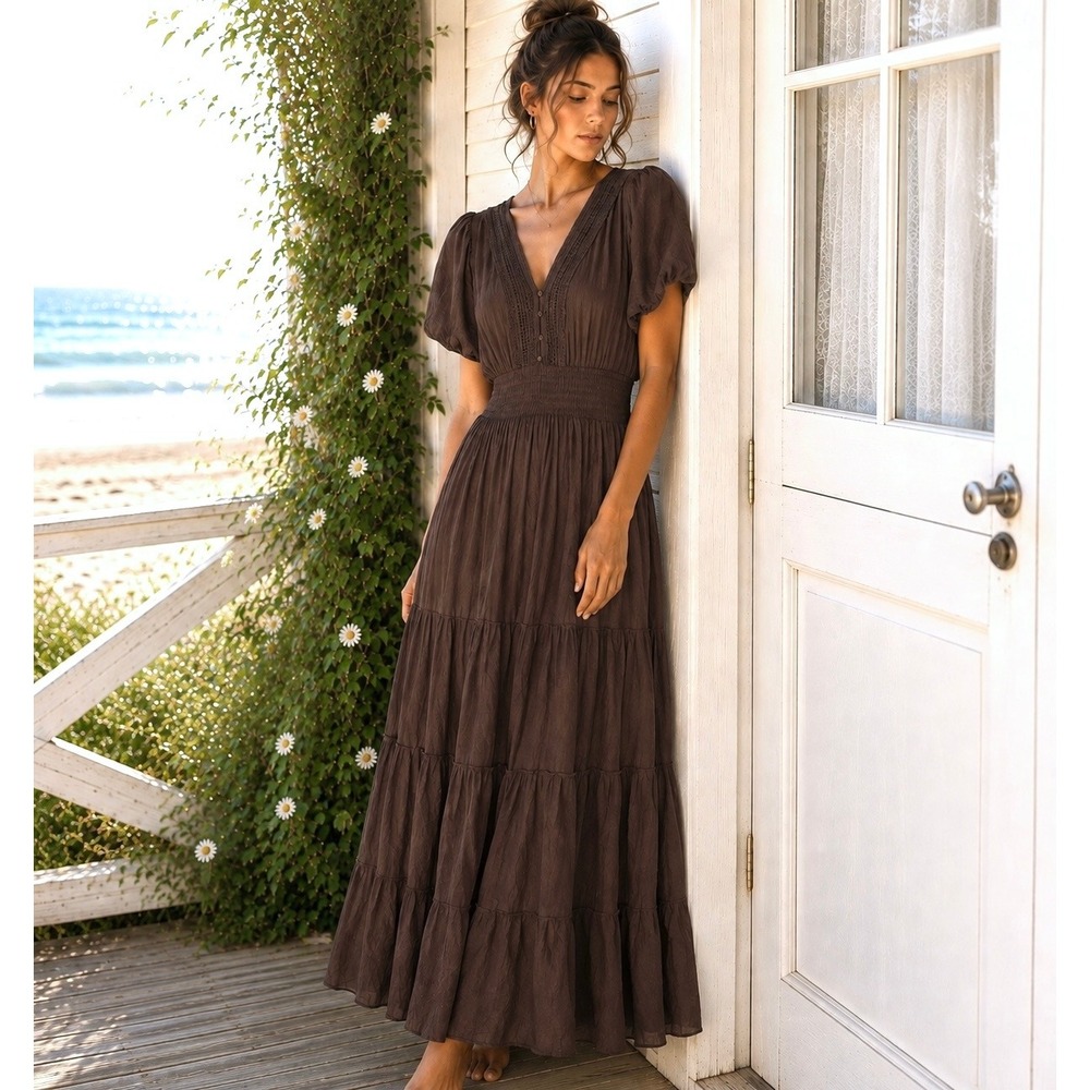 Anthropologie Kings Road 2X Maxi Dress Cottagecore Romantic Boho Chic Feminine